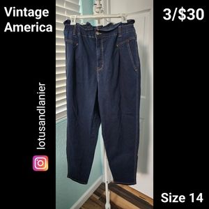 Vintage America Paperbag Tapered Jeans Sz 14  3/$30